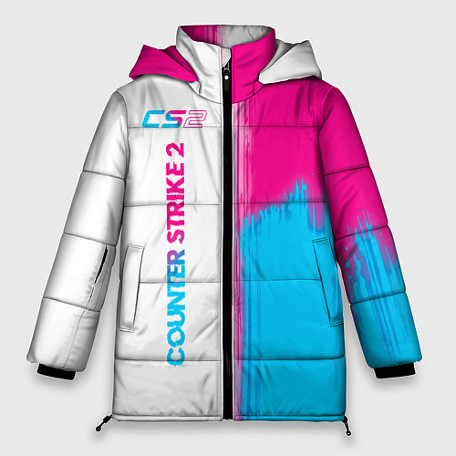 Женская зимняя куртка Counter Strike 2 neon gradient style: по-вертикали / 3D-Черный – фото 1