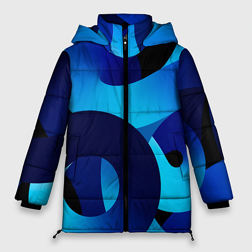 Женская зимняя куртка Синие линии в виде узоров / 3D-Светло-серый – фото 1