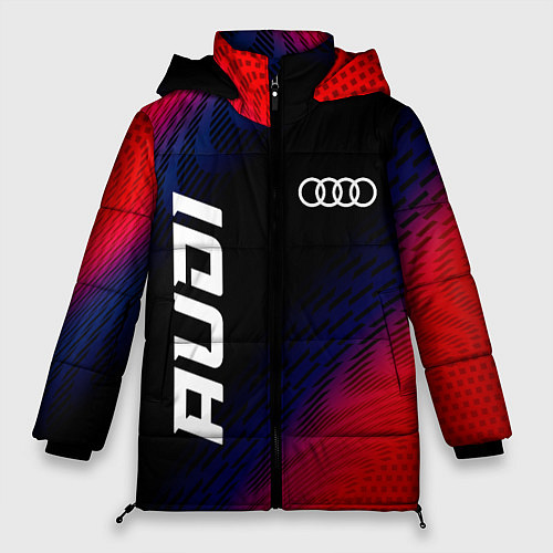 Женская зимняя куртка Audi красный карбон / 3D-Черный – фото 1