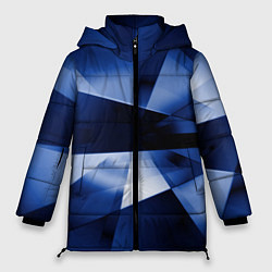 Куртка зимняя женская Синие лучи и отражения в абстракции, цвет: 3D-светло-серый