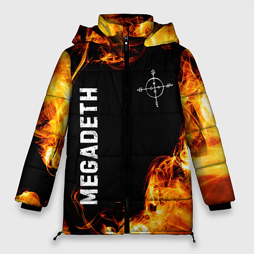 Женская зимняя куртка Megadeth и пылающий огонь / 3D-Черный – фото 1