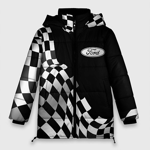Женская зимняя куртка Ford racing flag / 3D-Черный – фото 1