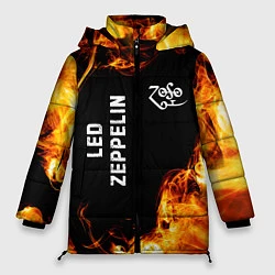 Куртка зимняя женская Led Zeppelin и пылающий огонь, цвет: 3D-черный