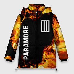 Куртка зимняя женская Paramore и пылающий огонь, цвет: 3D-черный