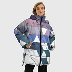 Куртка зимняя женская Абстрактные разноцветные треугольники в паттерне, цвет: 3D-черный — фото 2