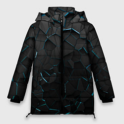 Куртка зимняя женская Плиты с синей неоновой подсветкой, цвет: 3D-черный