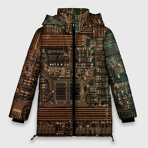 Женская зимняя куртка Старая печатная плата / 3D-Черный – фото 1
