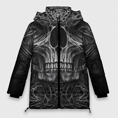Женская зимняя куртка Череп в стиле Гигера / 3D-Черный – фото 1