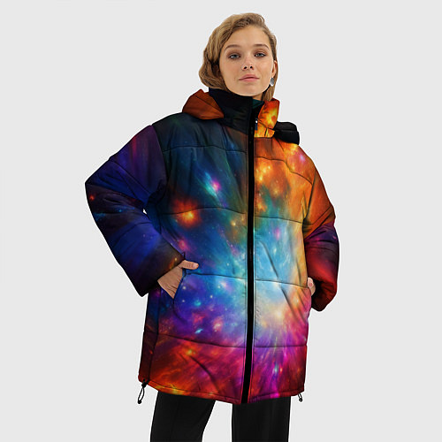 Женская зимняя куртка Космическая многомерность / 3D-Светло-серый – фото 3