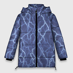 Куртка зимняя женская Электрический разряд на голубом фоне, цвет: 3D-черный