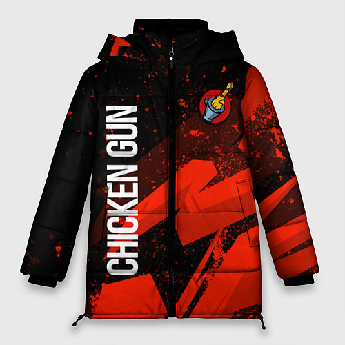 Женская зимняя куртка Чикен ган - красная абстракция / 3D-Черный – фото 1