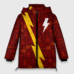 Куртка зимняя женская AC DC гитары и молния, цвет: 3D-черный