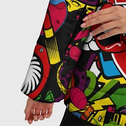 Куртка зимняя женская Хиппи, знаки, позитифф, цвет: 3D-светло-серый — фото 2