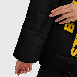 Куртка зимняя женская Bungo Stray Dogs - gold gradient: надпись, символ, цвет: 3D-черный — фото 2