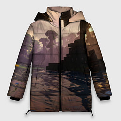 Женская зимняя куртка Minecraft - река в лесу