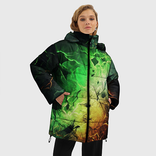Женская зимняя куртка Зеленый взрыв / 3D-Светло-серый – фото 3