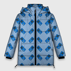 Куртка зимняя женская Синяя консоль тетрис, цвет: 3D-черный