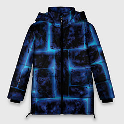 Куртка зимняя женская Камни и голубой неон, цвет: 3D-красный