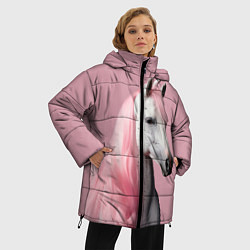 Куртка зимняя женская Единорог розовая грива, цвет: 3D-черный — фото 2