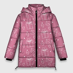 Куртка зимняя женская Влюбленным паттерн, цвет: 3D-черный