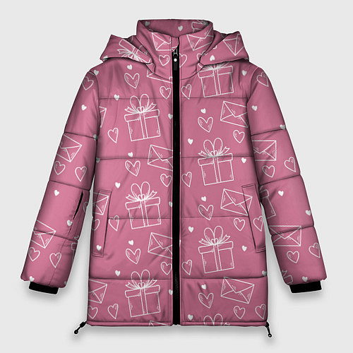 Женская зимняя куртка Влюбленным паттерн / 3D-Светло-серый – фото 1