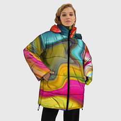 Куртка зимняя женская Волны цвета, цвет: 3D-черный — фото 2