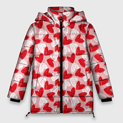 Женская зимняя куртка Нарисованные фломастером сердца паттерн