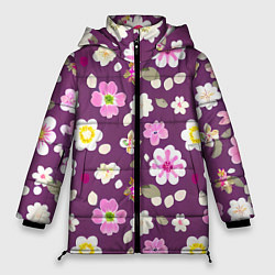 Женская зимняя куртка Цветы сакуры