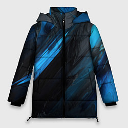 Женская зимняя куртка Синяя краска на черном фоне