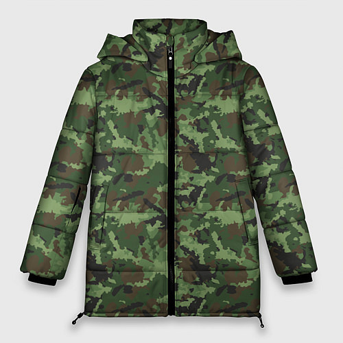Женская зимняя куртка Камуфляж зелёный / 3D-Черный – фото 1