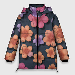 Женская зимняя куртка Разноцветные ромашки