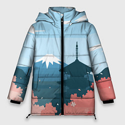 Куртка зимняя женская Вид на Фудзияму - Япония, цвет: 3D-светло-серый