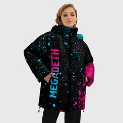 Куртка зимняя женская Megadeth - neon gradient: надпись, символ, цвет: 3D-черный — фото 2