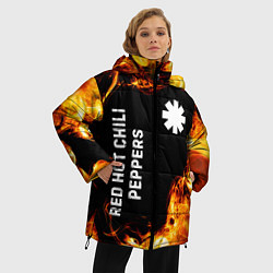 Куртка зимняя женская Red Hot Chili Peppers и пылающий огонь, цвет: 3D-черный — фото 2