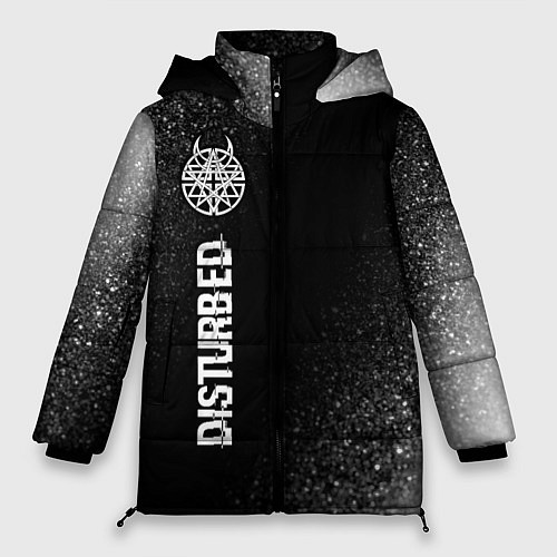 Женская зимняя куртка Disturbed glitch на темном фоне: по-вертикали / 3D-Черный – фото 1