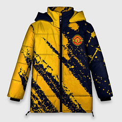 Куртка зимняя женская ФК Манчестер Юнайтед эмблема, цвет: 3D-светло-серый