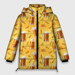 Куртка зимняя женская Кружки с пенным пивом, цвет: 3D-черный