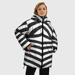 Куртка зимняя женская Классическая полоска костюма Барби, цвет: 3D-черный — фото 2