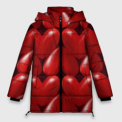 Куртка зимняя женская Red hearts, цвет: 3D-черный