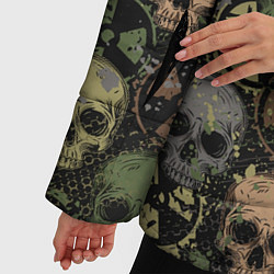 Куртка зимняя женская Черепа со знаками радиактивности, цвет: 3D-черный — фото 2