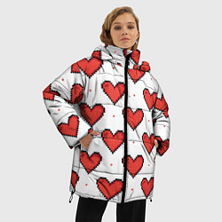 Куртка зимняя женская Pixel heart, цвет: 3D-красный — фото 2