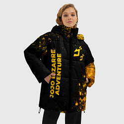 Куртка зимняя женская JoJo Bizarre Adventure - gold gradient: надпись, с, цвет: 3D-черный — фото 2