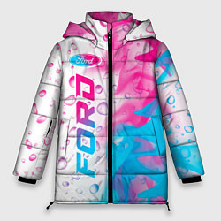 Куртка зимняя женская Ford neon gradient style: по-вертикали, цвет: 3D-черный