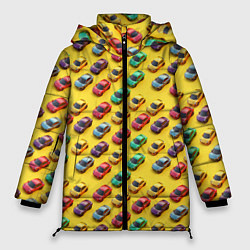 Женская зимняя куртка Разноцветные машинки