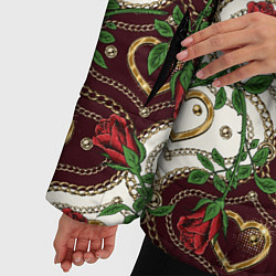 Куртка зимняя женская Романтика - сердечки и розы, цвет: 3D-светло-серый — фото 2