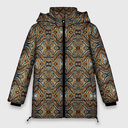 Женская зимняя куртка Коричневые разводы масляной краски / 3D-Черный – фото 1