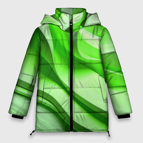 Женская зимняя куртка Светлые зеленые волны / 3D-Черный – фото 1