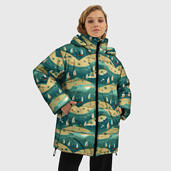 Куртка зимняя женская Парусники в море, цвет: 3D-светло-серый — фото 2