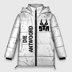 Куртка зимняя женская Die Antwoord glitch на светлом фоне: надпись, симв, цвет: 3D-черный