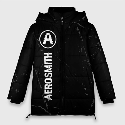 Женская зимняя куртка Aerosmith glitch на темном фоне: по-вертикали / 3D-Черный – фото 1